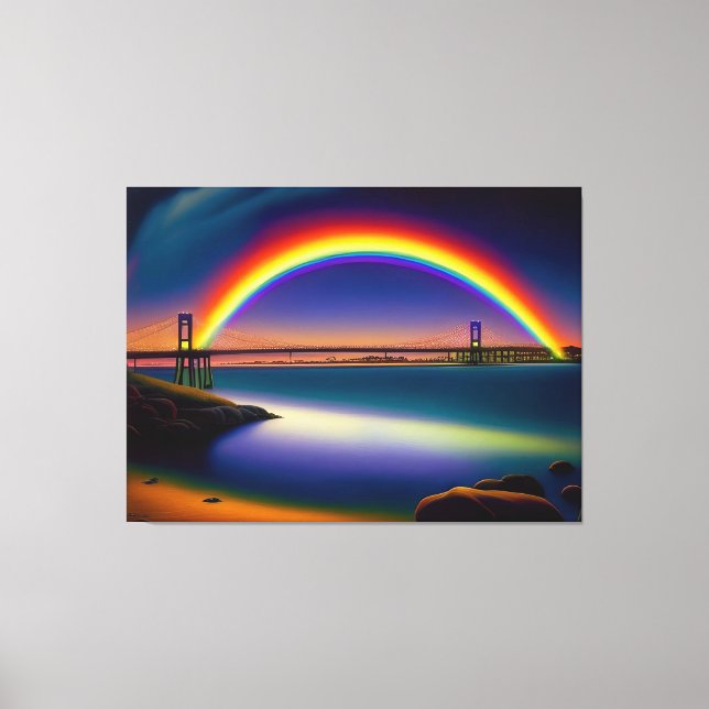 Newport Bridge, Summer Nights, Rainbow Canvas Print (Front)