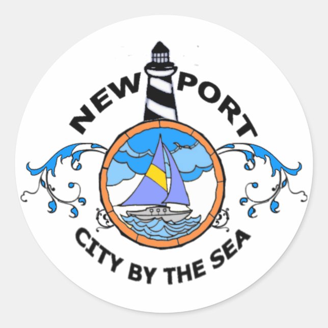 Newport. Classic Round Sticker (Front)