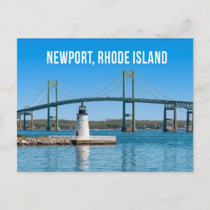 Newport Harbour Lighthouse Bridge Rhode Island RI  Postcard