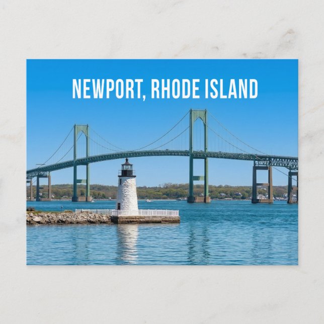 Newport Harbour Lighthouse Bridge Rhode Island RI  Postcard (Front)