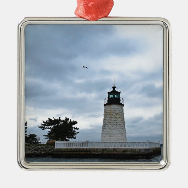 Newport Harbour Lighthouse Metal Ornament (Front)