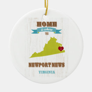 Newport News, Virginia Map – Home Is Where Ceramic Ornament