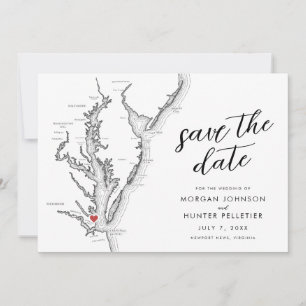 Newport News Virginia Map Modern Wedding Save The Date