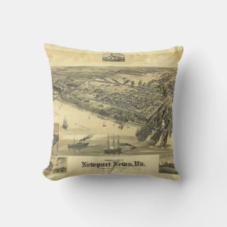 Newport News Virginia Warwick County Map 1891 Throw Pillow