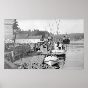 Newport, Oregon Waterfront View of Fishing Boats Poster