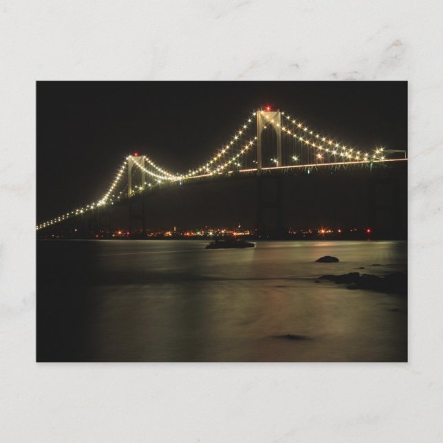 Newport Pell Bridge Narragansett Bay Night Postcard (Front)