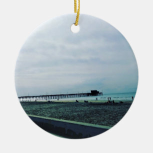 Newport Pier, Newport Beach, California Ceramic Ornament