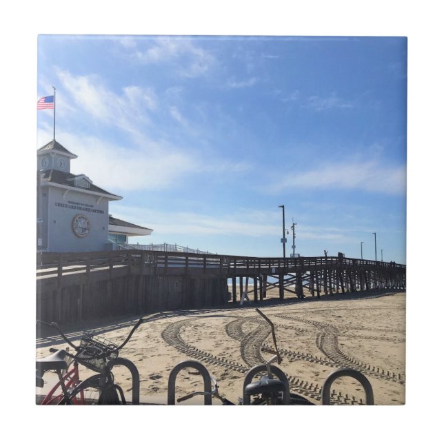 Newport Pier, Newport Beach, California Tile (Front)