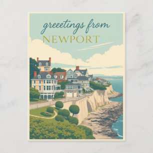 Newport, Rhode Island  Cliff Walk Mansions Vintage Postcard