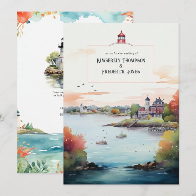 Newport, Rhode Island Destination Wedding Invitation (Front/Back)