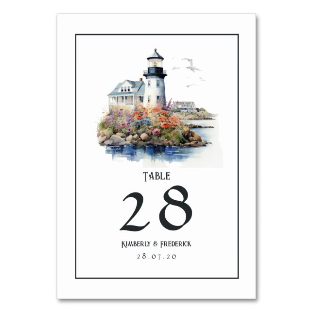 Newport, Rhode Island Destination Wedding Table Number (Front)