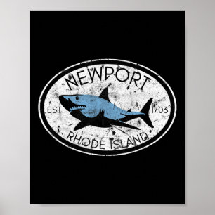 Newport Rhode Island Fishing Shark Fish Beach Vint Poster