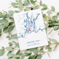 Newport Rhode Island Map with Heart Navy Wedding