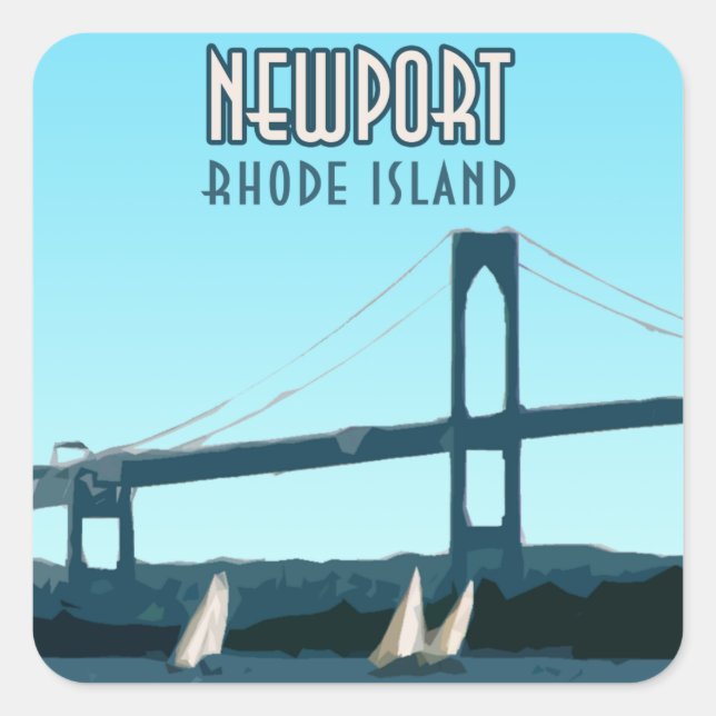 Newport Rhode Island Sailboats Vintage Square Sticker (Front)