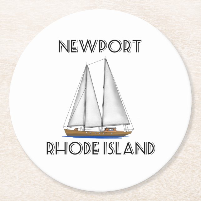 Newport Rhode Island Sailing Round Paper Coaster (Front)