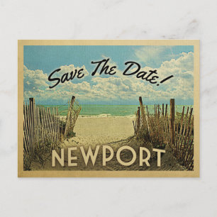 Newport Rhode Island Save The Date Vintage Beach Announcement Postcard