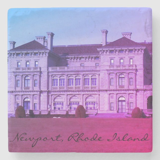 Newport, RI Cliff Walk Ocean Mansion Stone Coaster (Front)