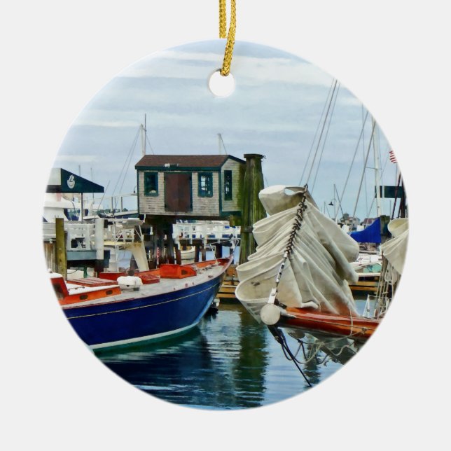 Newport RI - Folded Sails Ceramic Ornament (Front)