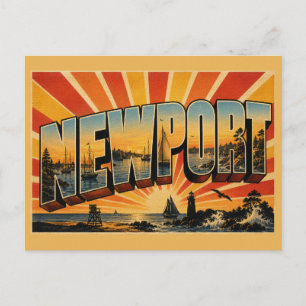 Newport RI Harbour Ocean Bluffs Art Postcard