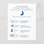 Newport RI Wedding Weekend Itinerary Timeline Enclosure Card<br><div class="desc">Wedding Reception Itinerary Timeline is a fun way to tell your guests the events of the day. Map of Newport Rhode Island in a Navy Blue colour. If you want a certain illustration to make it more personal to both of you please let me know and I'll draw a new...</div>