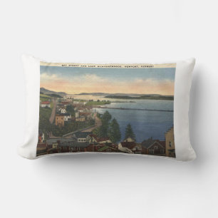 Newport VT Lake Memphremagog 1940s Vintage Style Lumbar Pillow