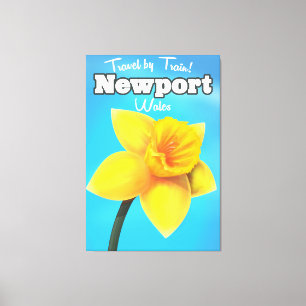 Newport Wales vintage Daffodil travel poster Canvas Print