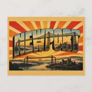 Newport Wales Vintage Travel Art Postcard