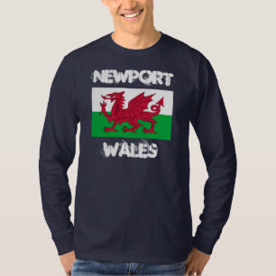Newport, Wales with Welsh flag T-Shirt