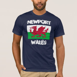 Newport, Wales with Welsh flag T-Shirt