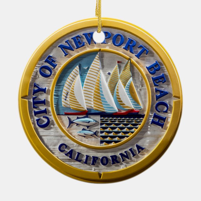 Newport's Balboa Pier 2 sided round Ceramic Ornament (Back)