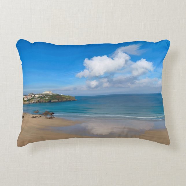 Newquay Bay in Summer  Accent Pillow (Front)