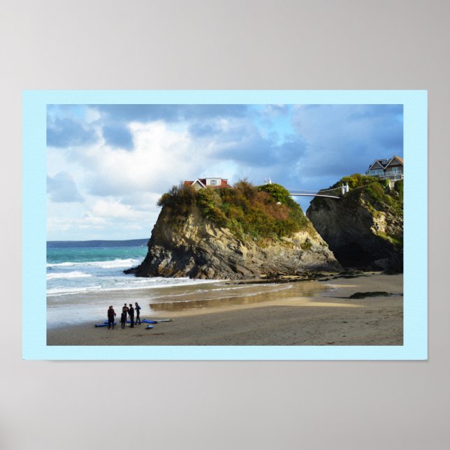 Newquay beach in Cornwall Poster (Front)