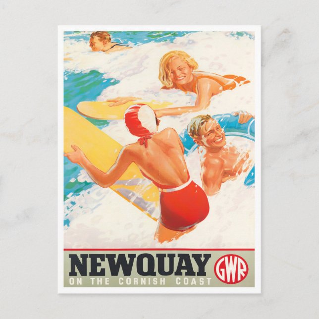 Newquay Britain vintage travel Postcard (Front)