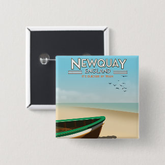 Newquay England Vintage seaside travel poster 2 Inch Square Button
