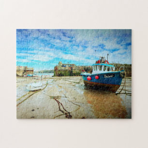 Newquay Harbor, Cornwall at Low Tide Jigsaw Puzzle