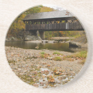 Newry Covered Bridge over river in autumn Coaster