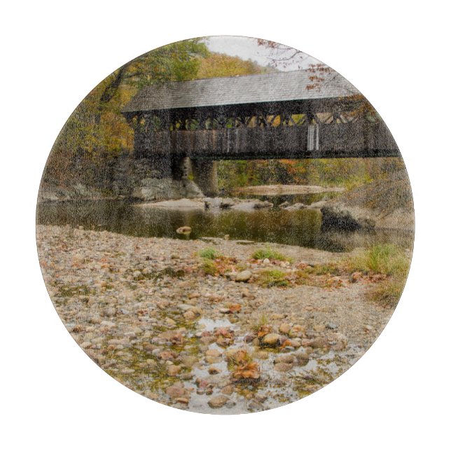 Newry Covered Bridge over river in autumn Cutting Board (Front)