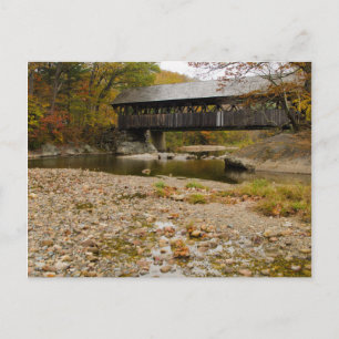 Newry Covered Bridge over river in autumn Postcard
