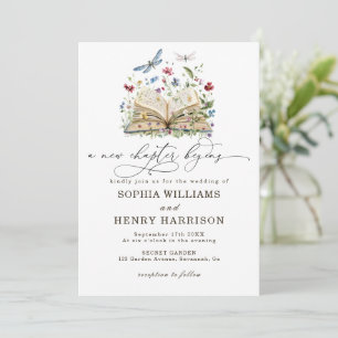 News chapter begins floral book wedding invitation