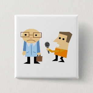 News Interview 2 Inch Square Button