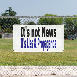 News Media Lies and Propaganda black and blue text Banner