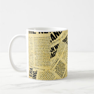 News paper text with old paper coffee mug