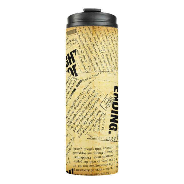 News paper text with old paper thermal tumbler (Front)