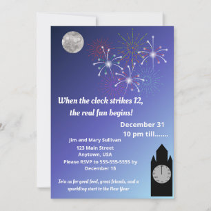 News Years, When the clock strikes 12 Invitation