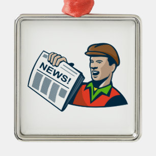 Newsboy Newspaper Delivery Retro Metal Ornament