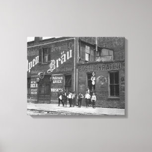 Newsboys Outside a Saloon, 1910 Canvas Print