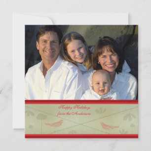 Newsletter on Back Red Bird Bird Holiday Card