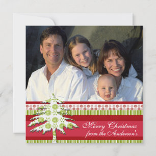 Newsletter on Back Red Damask Christmas Card