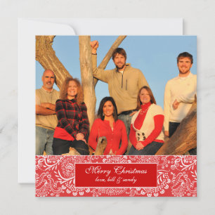 Newsletter on Back Red Stripes Christmas Card