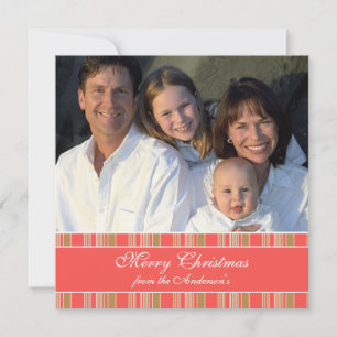 Newsletter  Pink Green Stripe Christmas Card
